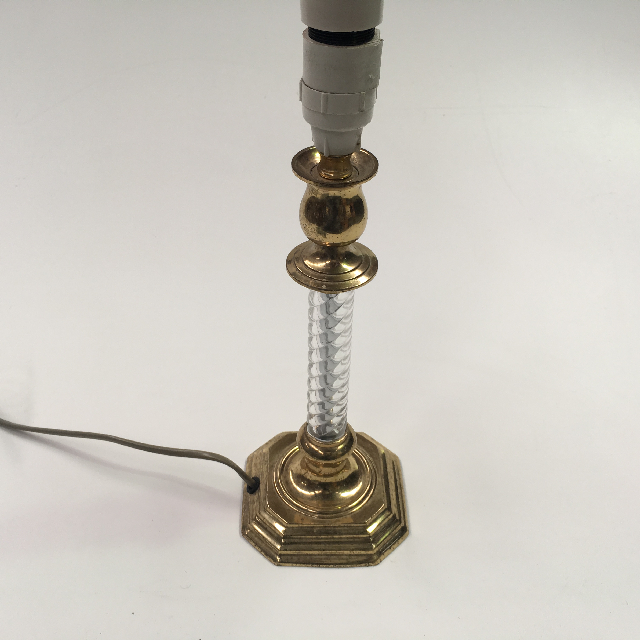 LAMP, Base (Table) - Small Glass & Brass Candlestick Style